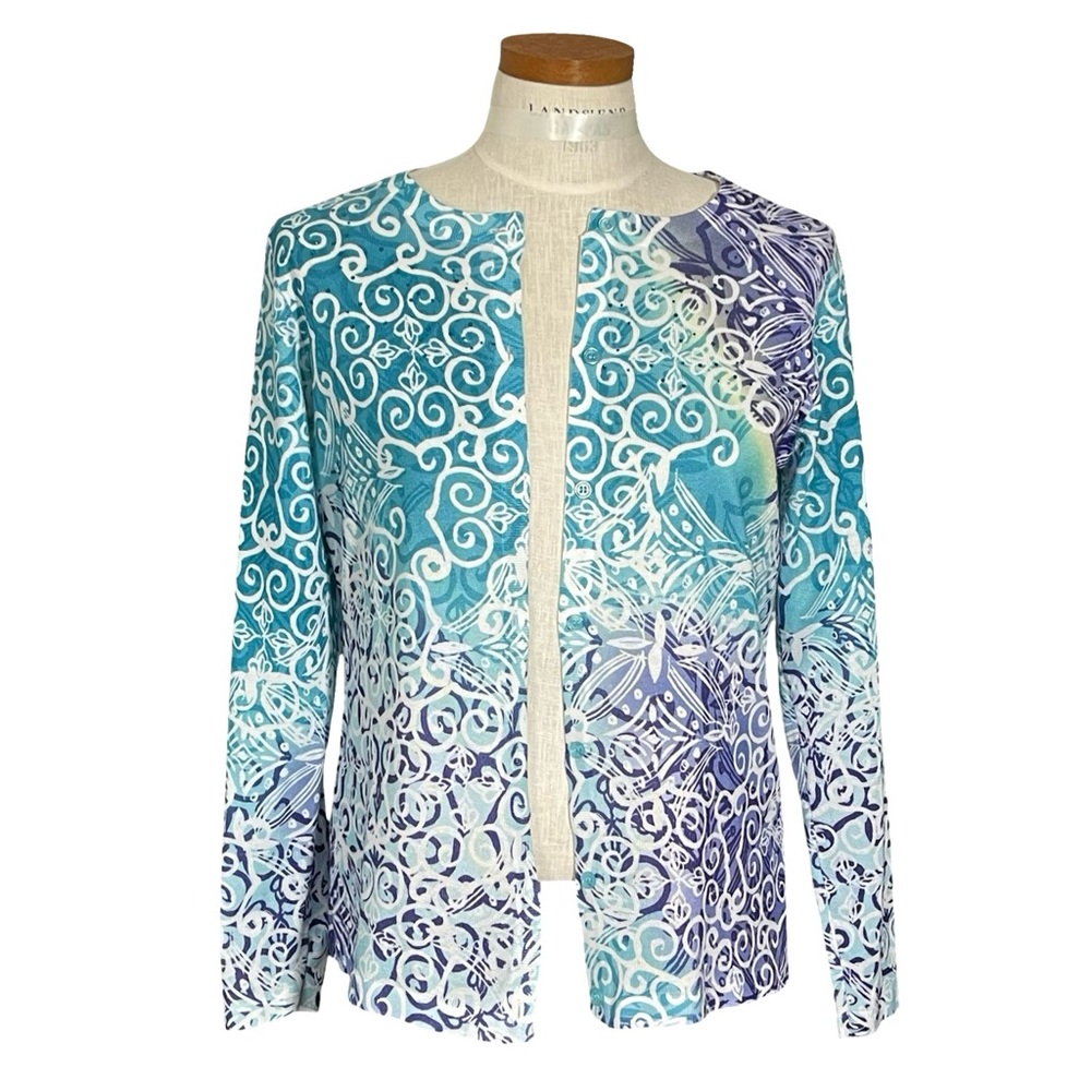 Christopher & Banks Multicolor Graphic Button up Long Sleeve Cardigan SzM